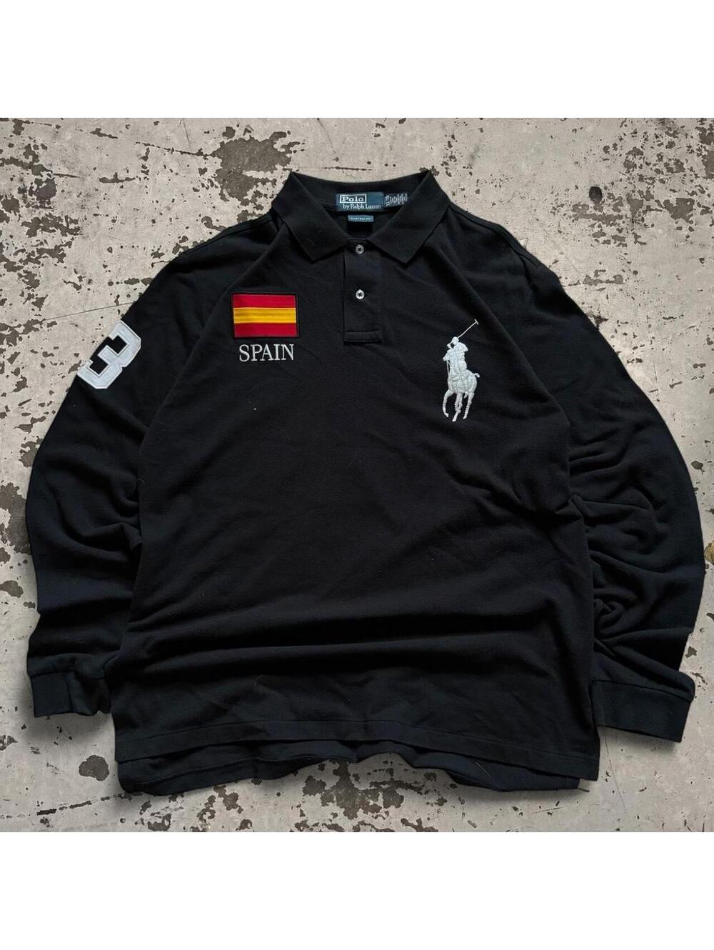 Mens Vintage 90s Spain Big pony Polo Ralph Lauren Long sleeve tee Size XL